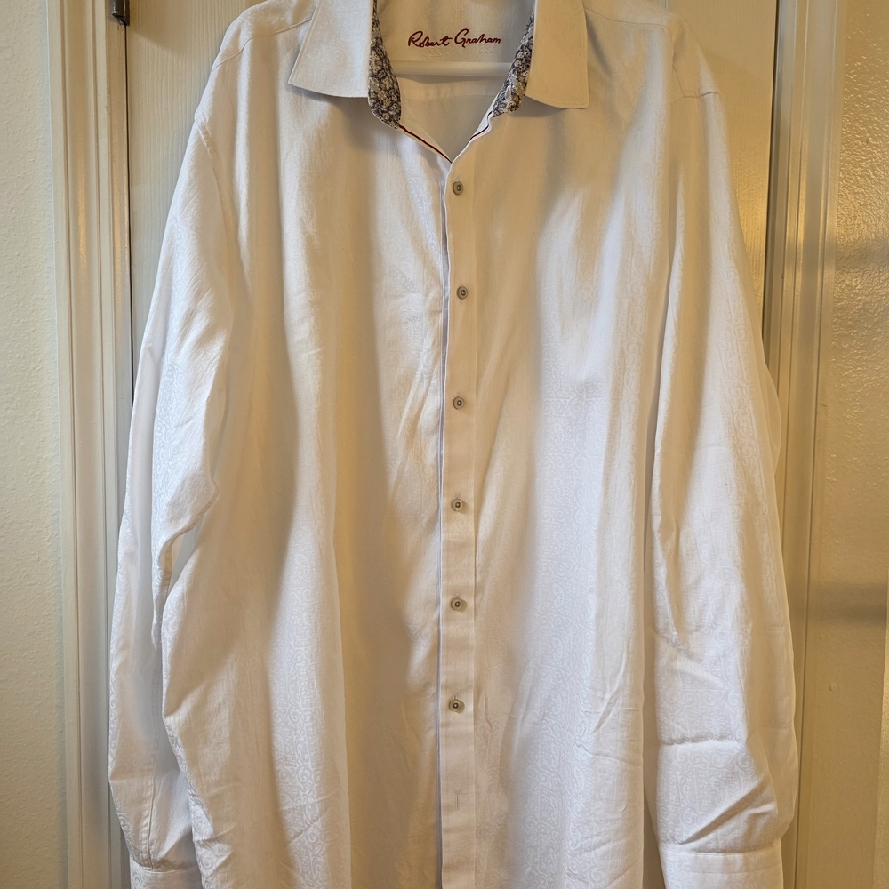 Robert Graham Elegant White Button Shirt Men's 2XLT